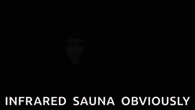 Hooded Cape Person In Red Light Saying Infrared Sauna Obviously GIF