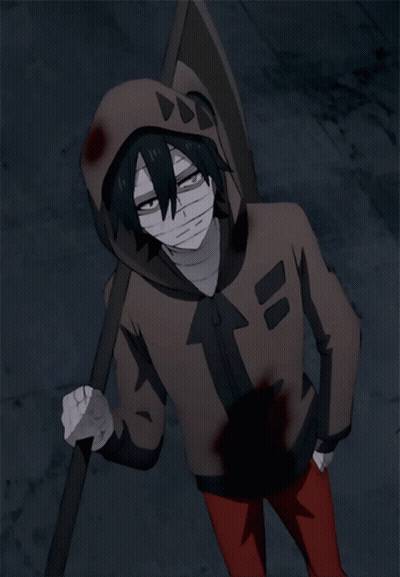 Hooded Cartoon Character With Scythe GIF