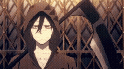 Hooded Man Holding Scythe GIF