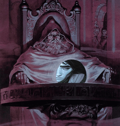 Hooded Man Sitting In Chair With Woman Behind GIF