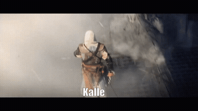 Hooded Man Walking Through Fog With Kalle GIF