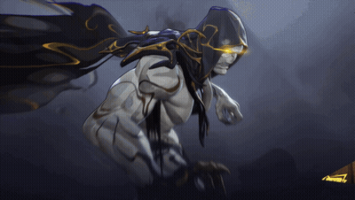 Hooded Person With Glowing Eyes GIF