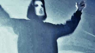 Hooded Person With Mask Dancing In Dark GIF