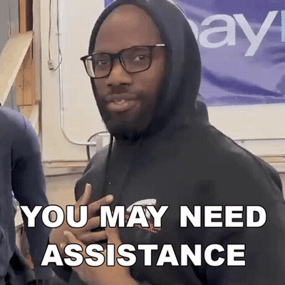 Hoodie Man Glasses Saying You May Need Assistance GIF