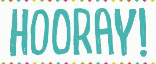 Hooray In Blue With Colorful Dots GIF