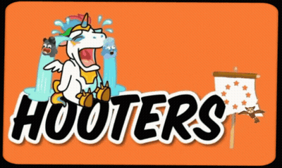 Hooters Logo Cartoon Unicorn Surrounded By Animals GIF