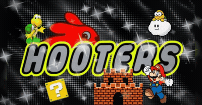 Hooters Poster With Mario And Turtle GIF