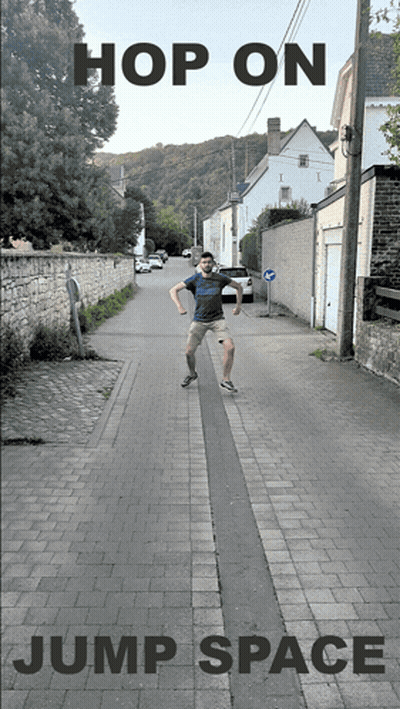 Hop On Jump Space Poster With Running Man GIF