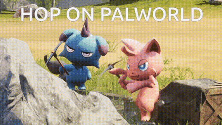 Hop On Palworld Cativa Depresso Working GIF