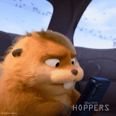 Hoppers Stuffed Animal Holding Cell Phone GIF