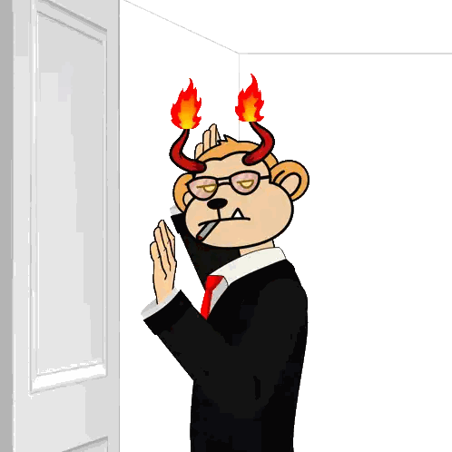 Horns And Cigarette Cartoon Character Sticker