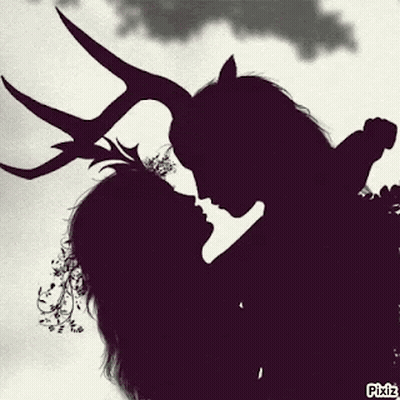 Horns Woman And Horse Silhouette GIF