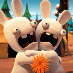 Horrified Lapin Hugs Rabbids GIF