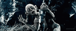 Horrified Smeagol Shouting  GIF