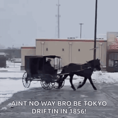 Horse Drawn Carriage On Snowy Road GIF