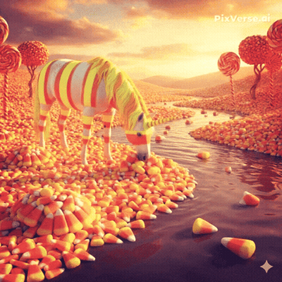 Horse Eating Candy Corn Pixverse AI GIF