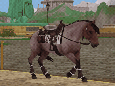 Horse In Video Game With Saddle GIF