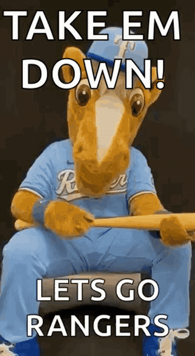 Horse Mascot Sitting With Baseball Bat GIF