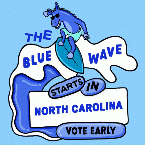 Horse Riding Wave Saying Blue Wave Starts In North Carolina GIF