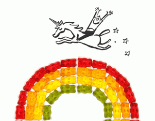 Horse Running On Circle Made Of Gummies GIF