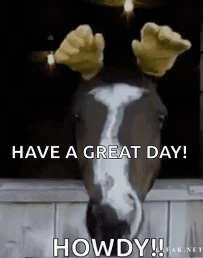 Horse Wearing Gloves Saying Have A Great Day GIF