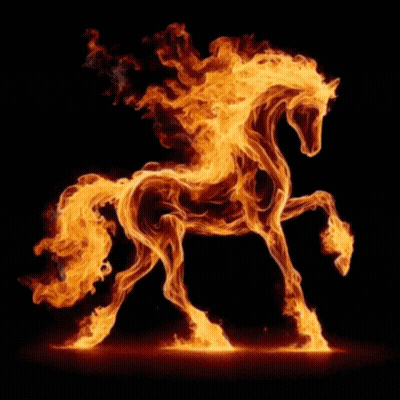 Horse With Flames In Mane And Tail GIF