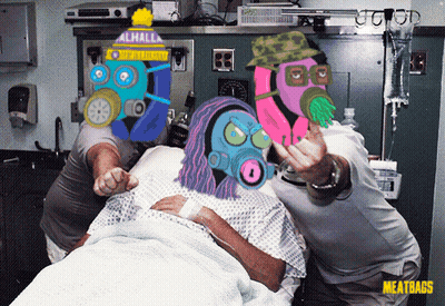 Hospital Bed With Meatbags Text GIF