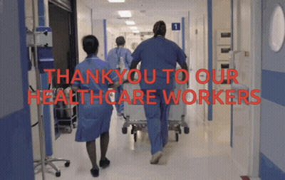 Hospital Hallway Saying Thank You To Our Healthcare Workers GIF