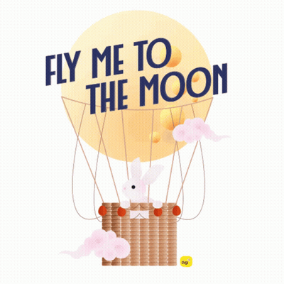 Hot Air Balloon Fly Me To The Moon GIF