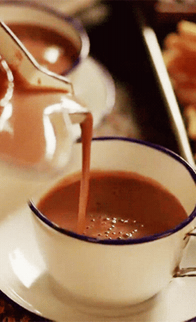 Hot Chocolate Being Poured Into Cup GIF