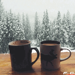 Hot Chocolate Snow Falling GIF