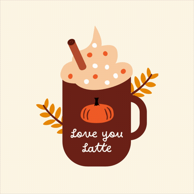 Hot Chocolate With Pumpkin Saying Love You Latte GIF