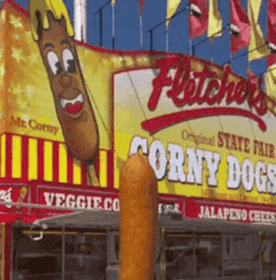 Hot Dog Sitting At Corny Dog Stand GIF