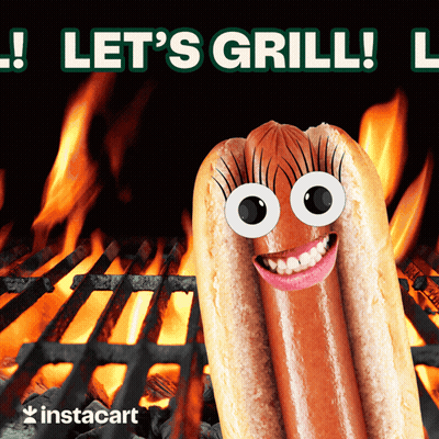 Hot Dog With Googly Eyes On Grill GIF