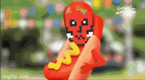 Hot Dog With Skull Face GIF