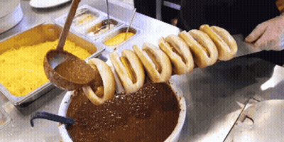 Hot Dogs On Bowl Of Chili GIF