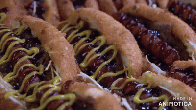Hot Dogs With Mustard And Barbecue Sauce Animatica GIF