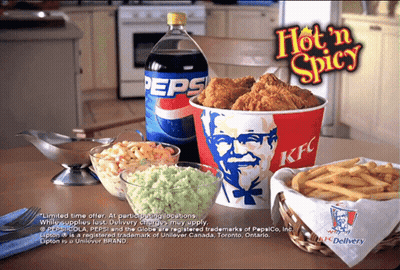 Hot N Spicy KFC Fried Chicken Bucket With Pepsi GIF
