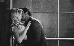 Hot Sexy Kissing Black & White GIF