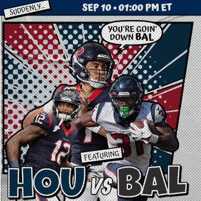 Hou Vs Bal Poster With Two Texas Football Players GIF