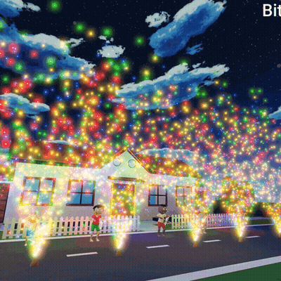 House Decorated With Christmas Lights Saying Bit GIF