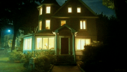 House Exploding Light At Night GIF