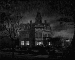 House Lightning Storm Rain Night GIF