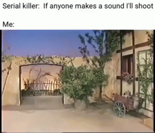 House Saying Serial Killer If Anyone Makes A Sound I'll Shoot GIF