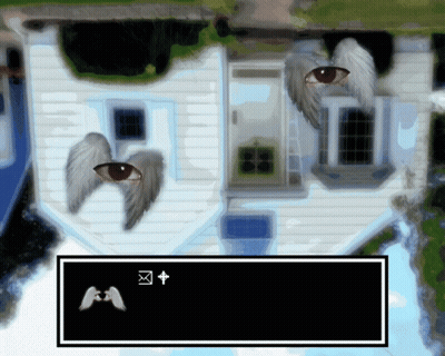 House With Angel Eyes And Cross GIF