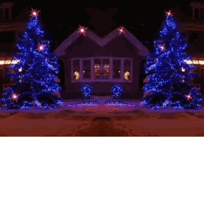 House With Blue Christmas Lights Sticker