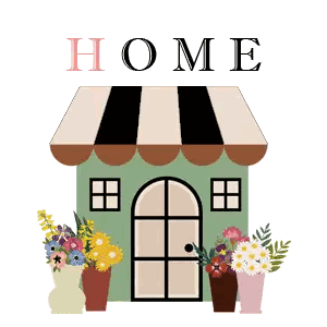 House With Flowers And Text Home Sticker