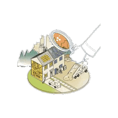 House With Magnifying Glass Sticker