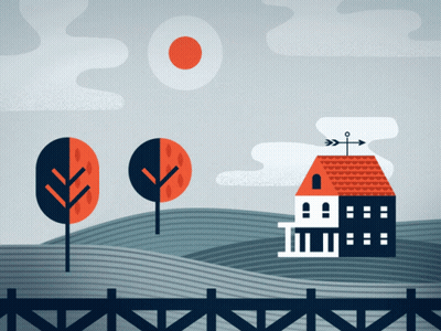 House With Red Roof And Weather Vane GIF