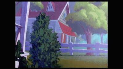 House With Red Roof And White Picket Fence GIF